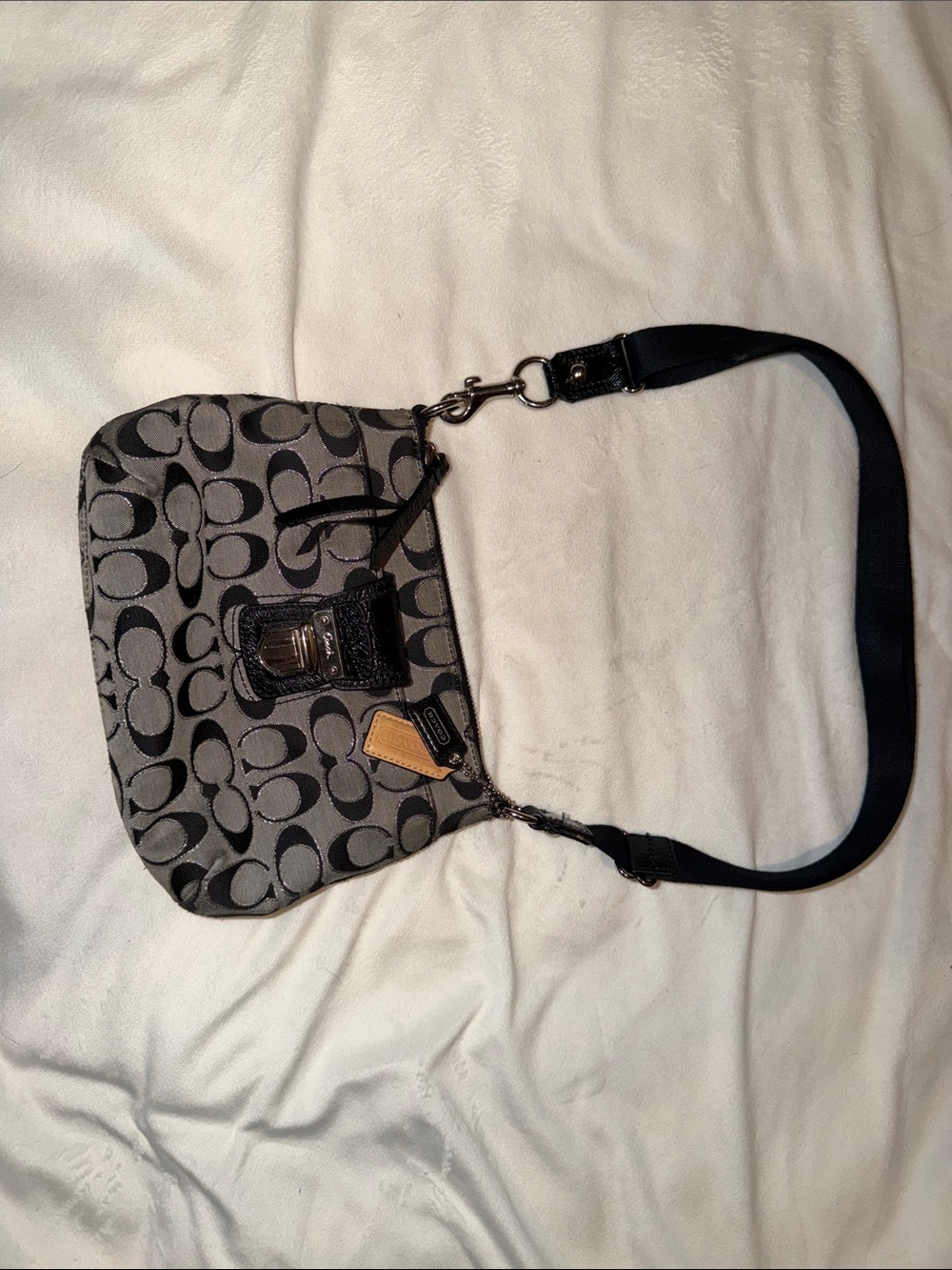 Coach Black and Gray Signature C Shoulder Bag